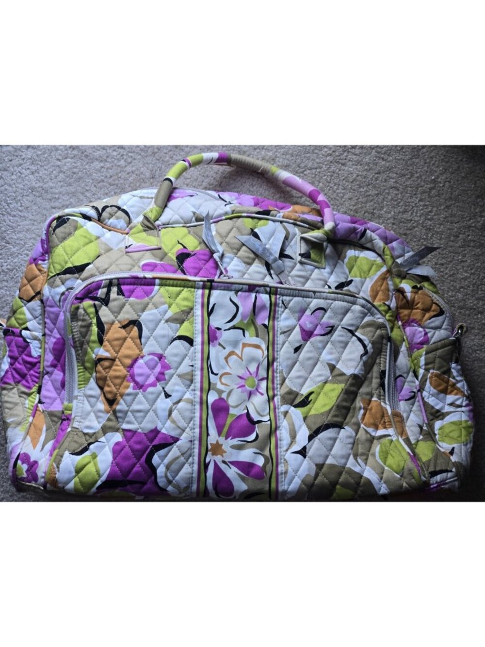 VERA BRADLEY Large Cotton Quilted Travel Duffel Bag RETIRED "Portobello Road"